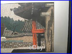 Japanese Woodblock Kiyoshi Saito (1907-97) Signed Red Seal Temple Persimmon Tree