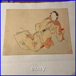 Japanese Woodblock Print Beautigul Woman Hanko Kajita Ukiyo-e Vintage Authentic