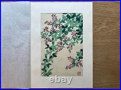 Japanese Woodblock Print Bush Clover Kawarazaki Shodo Flower Vintage Original