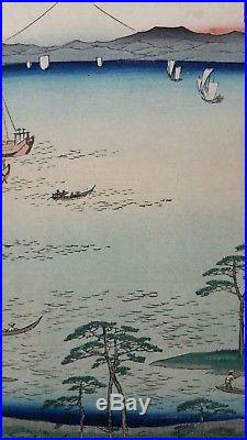 Japanese Woodblock Print By Hiroshige Original Authentic Antique 1858