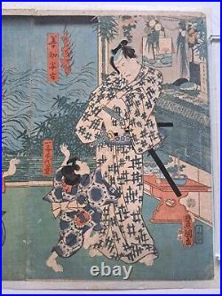 Japanese Woodblock Print By Toyokuni Ghosts in the Kabuki