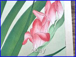 Japanese Woodblock Print GRADIOLUS Tsuchiya Rakuzan Antique Original
