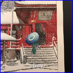 Japanese Woodblock Print HASUI KAWASE Snow at Kiyomizu-do UENO 1929 Antique