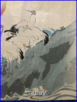 Japanese Woodblock Print Hinode-ni-Tsuru kyo-un Kawanabe Authentic Work Ukiyo-e