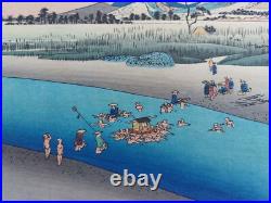 Japanese Woodblock Print Hiroshige Mid-century Takamizawa Publisher 53 Stations