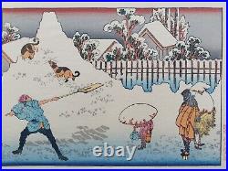 Japanese Woodblock Print Hokusai Mt Fuji Snow Landscape