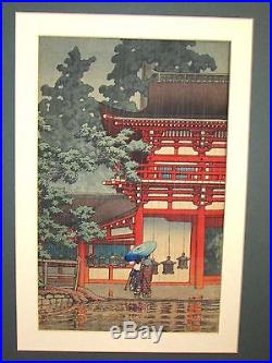 Japanese Woodblock Print Kawasi Hasui Kasuga Shrine in Rain