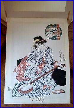 Japanese Woodblock Print Kiyomine Torii 1787-1868 Beauty and the Samesen