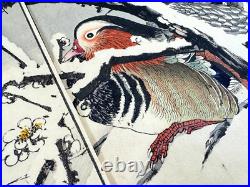 Japanese Woodblock Print Mandarin duck from Keinen Kacho Gafu Bird