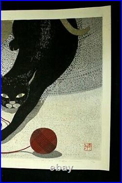 Japanese Woodblock Print Masao Ido, Cat