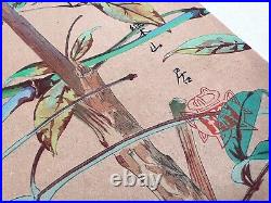 Japanese Woodblock Print Nandina and Bulbul Rakuzan Bird Vintage Original