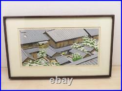 Japanese Woodblock Print Nishijin snow painting Art with Flame Zen F/S