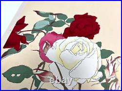 Japanese Woodblock Print ROSE Rakuzan Chigusa Soun Flower Vintage Original