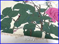 Japanese Woodblock Print ROSE Rakuzan Chigusa Soun Flower Vintage Original