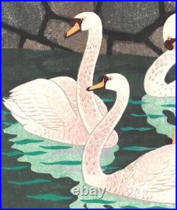 Japanese Woodblock Print Shiro Kasamatsu Spring at the Moat Shin Hanga Woodcut