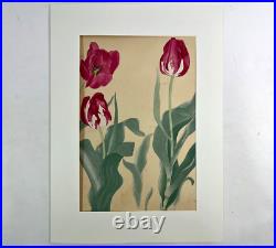 Japanese Woodblock Print TURIP Rakuzan 1931 Flower Vintage Original
