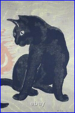 Japanese Woodblock Print Tokuriki Tomikichiro Cat