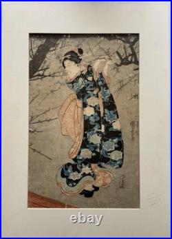 Japanese Woodblock Print Utagawa Kunisada Circa 1852, Oban Size Bijin-ga