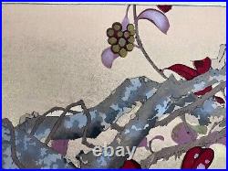 Japanese Woodblock Print White-bellied Woodpecker Rakuzan Bird Vintage