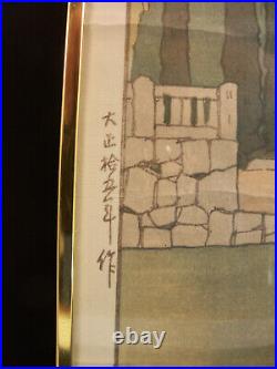 Japanese Woodblock Print Willow and Stone Bridge by Hiroshi Yoshida