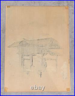 Japanese Woodblock Print by Kawase Hasui Zensetsu-ji Temple in Rain