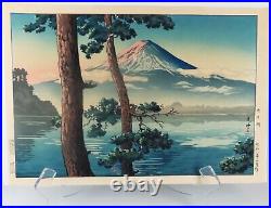 Japanese Woodblock Print by Tsuchiya Koitsu (1870-1949) Fuji from Lake Kawaguchi