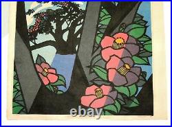 Japanese Woodblock by Clifton Karhu Camellia Synchromy 1980 L/E #7 of 100