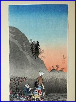 Japanese Woodblock by Takahashi Shotei Autumn Village- Rare Chirimen Edition