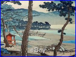 Japanese Woodblock by Tsuchiya Koitsu Pine Grove, Miho 1st edition c. 1936