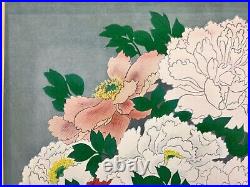 Japanese Woodblock flower print Peony Tokuriki Tomikichiro Original Flower