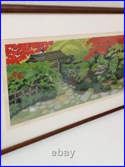 Japanese Woodblock print Masao Ido Autumn at Keishun-in Temple autograph