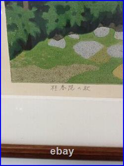 Japanese Woodblock print Masao Ido Autumn at Keishun-in Temple autograph