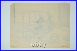 Japanese color woodblock print Ukyo-e Hanga Traditional silk weaving 0622C8