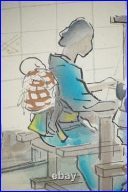 Japanese color woodblock print Ukyo-e Hanga Traditional silk weaving 0622C8