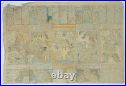 Japanese color woodblock print, original, with various scenes from Japan 0428D27