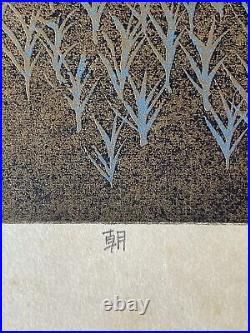 Japanese double oban woodblock print Ryusei Okamoto White Fox Series Asa