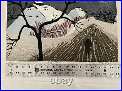 Japanese double oban woodblock print Shiro Takagi Rural Winter Scene 2