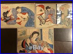 Japanese shunga woodblock prints. Probably from the Meiji or Taisho era. 7 print