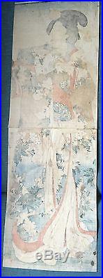 Japanese woodblock print Toyokuni III, kakemono, beauty Cherry Blossom kimono