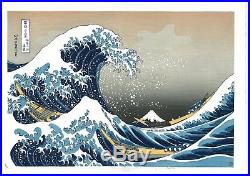 Japanese woodblock print Ukiyoe Hokusai Mt. Fuji RECUT WATANABE GREAT WAVE
