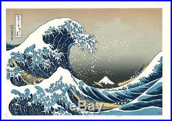 Japanese woodblock print Ukiyoe Hokusai Mt. Fuji RECUT WATANABE GREAT WAVE