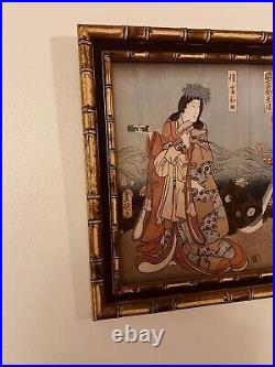 Japanese woodblock print original 17x33 Frame
