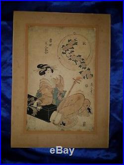 Japanischer-Farbholzschnitt- Old Japanese woodblock print Eizan Kikugawa Rare
