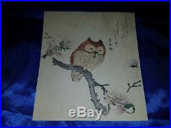 Japanischer-Farbholzschnitt- Old Japanese woodblock print Kubo Shunman Owl