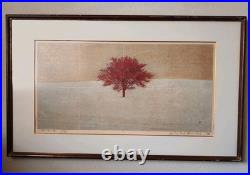Joichi Hoshi Red Tree Woodblock Print 1974 Signed/Numbered 79/99 Kato Tokyo