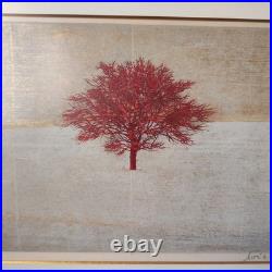 Joichi Hoshi Red Tree Woodblock Print 1974 Signed/Numbered 79/99 Kato Tokyo