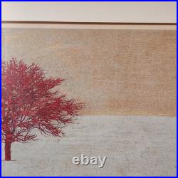Joichi Hoshi Red Tree Woodblock Print 1974 Signed/Numbered 79/99 Kato Tokyo