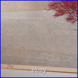 Joichi Hoshi Red Tree Woodblock Print 1974 Signed/Numbered 79/99 Kato Tokyo