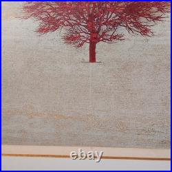 Joichi Hoshi Red Tree Woodblock Print 1974 Signed/Numbered 79/99 Kato Tokyo