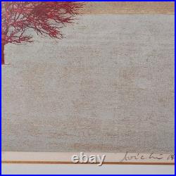 Joichi Hoshi Red Tree Woodblock Print 1974 Signed/Numbered 79/99 Kato Tokyo